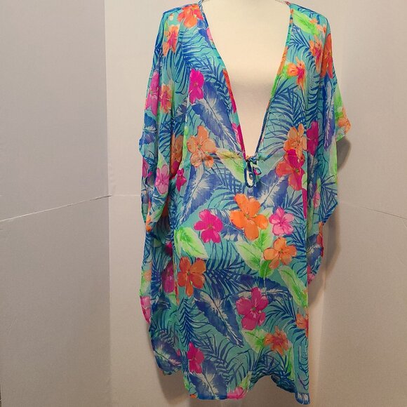 HAWAIIAN PARADISE-KATHY IRELAND BEACH COVER-UP SIZE M - Picture 1 of 9